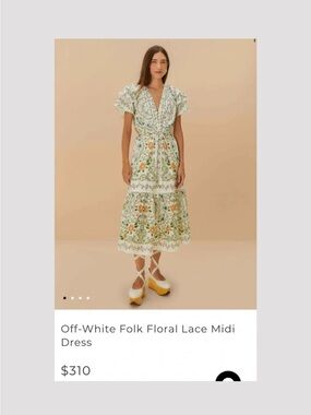 Farm Rio Folk Floral Lace Midi Dress